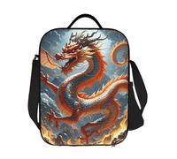 GJHKSSVB Borsa termica per il pranzo, per donne e uomini, grande, riutilizzabile, a prova di perdite, con tracolla regolabile, motivo drago cinese, per lavoro, viaggi, picnic