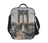 GJHKSSVB Borsa termica per il pranzo, per donne e uomini, grande, riutilizzabile, a prova di perdite, con tracolla regolabile, con ponte di Brooklyn, per lavoro, viaggi, picnic