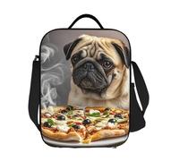 GJHKSSVB Borsa termica per il pranzo, per donne e uomini, grande, riutilizzabile, a prova di perdite, con tracolla regolabile, carlino, pizza, cibo, per lavoro, viaggi, picnic