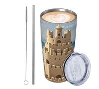 GJHKSSVB Building A Sandcastle - Bicchiere da viaggio isolato in acciaio inox, a tenuta stagna, con coperchio e cannuccia, ideale come regalo per donne, uomini e amanti