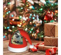 GJHKSSVB Cappello di Babbo Natale per bambini, cappello di Natale con pecore bianche e nere in stile cartone animato, caldo e confortevole, cappello di Natale per ragazzi e ragazze, decorazione per