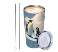 GJHKSSVB Penguins On The Iceberg - Bicchiere da viaggio isolato in acciaio inox, da 590 ml, a prova di perdite, con coperchio e cannuccia, idea regalo per donne, uomini e amanti