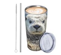 GJHKSSVB Sea Otter - Bicchiere da viaggio isolato in acciaio inox, a prova di perdite, con coperchio e cannuccia, da viaggio, con coperchio e cannuccia, idea regalo per donne, uomini e amanti