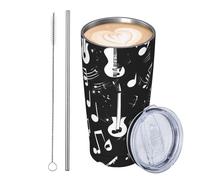 GJHKSSVB Simboli musicali Love Tumbler da 590 ml in acciaio inossidabile isolato bicchieri da viaggio a tenuta stagna tazza da caffè da viaggio con coperchio e cannuccia bottiglia d'acqua bicchieri