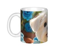 GJHKSSVB Tazza da caffè con manico, 325 ml, tazza da tè con simpatico cucciolo maltese, tazza da caffè in ceramica, per uomini e donne, ufficio e lavoro