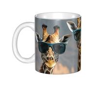 GJHKSSVB Tazza da caffè con manico, 325 ml, tazza da tè con tre giraffe che indossano occhiali da sole, tazza da caffè in ceramica, per uomini e donne, ufficio e lavoro