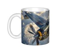 GJHKSSVB Tazza da caffè con manico, 325 ml, tazza da tè in ceramica con aeromobili della guerra mondiale, per uomini e donne, ufficio e lavoro