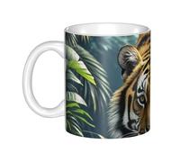 GJHKSSVB Tazza da caffè con manico, da 325 ml, in ceramica, motivo tigre nella giungla, per uomini e donne, ufficio, lavoro