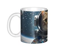 GJHKSSVB Tazza da caffè da 325 ml con manico, tazza da tè con astronauta gatto nello spazio, tazza da caffè in ceramica per uomo donna ufficio lavoro