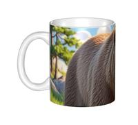 GJHKSSVB Tazza da caffè da 325 ml con manico, tazza da tè con orso che attraversa il fiume, tazza da caffè in ceramica per uomini e donne ufficio lavoro