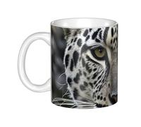 GJHKSSVB Tazza da caffè da 325 ml con manico, tazza da tè in bianco e nero con viso di leopardo, tazza da caffè in ceramica, per uomini e donne, ufficio e lavoro