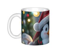 GJHKSSVB Tazza da caffè da 325 ml con manico, tazza da tè natalizia divertente a forma di pinguino, tazza da caffè in ceramica, per uomini e donne, ufficio, lavoro