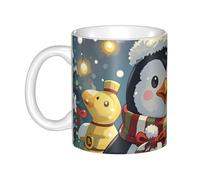 GJHKSSVB Tazza da caffè da 325 ml con manico, tazza da tè natalizia divertente a forma di pinguino, tazza da caffè in ceramica, per uomini e donne, ufficio, lavoro