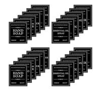 Gjinxi 24 etichette adesive per il bagno per organizzare, etichette impermeabili per sapone per bottiglie, sapone per le mani, lozioni, shampoo, balsamo, etichette per dispenser di sapone (nero)