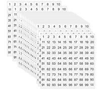 Gjinxi Adesivi numerici rotondi 50 fogli da 1 a 100 adesivi consecutivi in vinile, impermeabili, piccoli adesivi per organizzazione digitale, adesivi per scuola, ufficio, casa, indici, francobolli