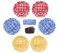 Gjinxi Confezione Da 6 Centrini Decorativi Per Barattoli Di Conservazione, Coperchi In Tessuto Di Cotone A Quadri Per Barattoli Di Marmellata, Coperture Riutilizzabili In Tessuto Non Sbiancato