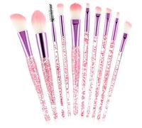 Gjinxi Set Di Pennelli per Trucco Da 10 Pezzi Pennelli per Trucco Con Manico In Cristallo Glitterato Kit Di Pennelli per Cosmetici Alla Moda Pennello per Sfumatura Professionale Ombretto