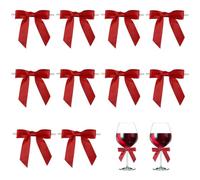 GJKLO 10 Pezzi Mini fiocchi di nastro rosso carini morbidi piccoli, fiocchi fiocco decorativo autoadesivo, per fiori panetteria avvolgere Natale matrimonio festa di compleanno