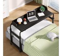 GJMSSMY Carrello per Computer, comodini sopra Il Letto con Ruote, Tavolo ospedaliero sopra Il Letto, Altezza Regolabile e portabicchieri Laterale, Soggiorno Matrimoniale (Colore: Nero+)