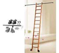 GJMSSMY Kit di ferramenta per Scala Scorrevole in Acciaio Nero Rustico, Scala Regolabile da 3,3 a 20 Piedi con Ruote a rulli da Pavimento, Sistema di binari per impieghi gravosi per Uso do