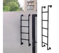 GJMSSMY Robusta Scala Nera per soppalco e Letti a Castello - Portata Massima 150 kg, Altezza 160 cm, ferramenta Inclusa, Design in Ferro battuto per Un Accesso Sicuro.