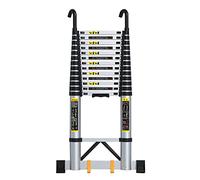 GJMSSMY Scala telescopica per soffitta Resistente, Scala Estensibile Pieghevole da 16,7 Piedi con pioli Larghi 75 mm, Ideale per Tende da Tetto, soffitte, Letti a Castello e Camper (Ganci