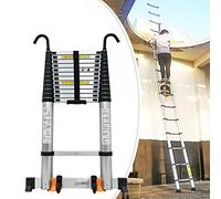 GJMSSMY Scala telescopica Regolabile 8 m/7 m/6 m/5 m/4 m/3 m/2 m - Scala Pieghevole in Alluminio Leggero con 2 Ganci Rimovibili, capacità 150 kg - Ideale per L'Accesso a casa, Camper e Sof