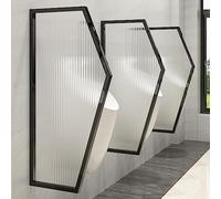 GJMSSMY Set di 3 divisori per orinatoi, divisorio per Bagno a Parete, Pannello in Vetro temperato per la Privacy del WC, deflettore per orinatoi per Hotel/uffici/Bar (Colore: Swarz)