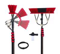 GJMSSMY Spazzola e Asta per la Pulizia dei Pannelli solari, Kit Asta con Alimentazione ad Acqua da 3,6-6 m, Spazzola ad Acqua da 35/55 cm, Dispenser di Sapone, Kit per la Pulizia di finestre da este