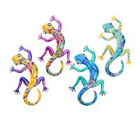GjnjfdF Decorazione Murale Metallo Esterno - Set di Sculture da Parete Lucertole Metalliche Gechi - Regalo Colorato Per Casa Giardino Amici Genitori