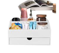 GjnjfdF Organizzatore Per Angolo Caffè, Porta Miscelatori In Legno, Organizzatore Multifunzione Con Divisori e Cassetto Per Casa e Ufficio