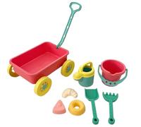 GjnjfdF Secchio da spiaggia e pala, set da gioco di sabbia, 8 pezzi, colore chiaro, giocattolo di sabbia per bambini con trolley, divertente gioco all'aperto per la spiaggia di Seaside fuori campeggio