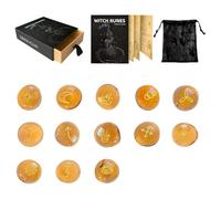 GjnjfdF Set Di Pietre Runiche - Pietre di | Ornamento Divinatorio con Borsa e Guida per Principianti Rituali Paganesimo Decor, Jaune, Vetro, riferimento alla descrizione