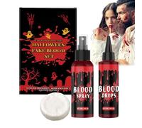 GjnjfdF Spray Di Sangue Artificiale, Kit Di Sangue Falso, Detergente Sapone Spray Accessori Masquerade Pittura Viso Uomini Donne Costume Vampiro Zombie