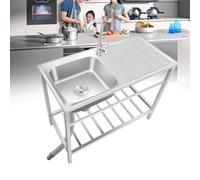 GJPDPZ Lavello multiuso in acciaio inox a vasca singola per cucina commerciale ristorante cucina lavello (senza rubinetto 83 cm x 50 cm x 75 cm)