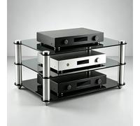 GJPXFR Mobile Stereo Hi Fi Rack In Acrilico, 2 Ripiani Componenti Stereo Audio AV Tower, Scaffale AV, Piccolo Organizzatore Ripiani Per Giradischi Lettori Dvd(Black)