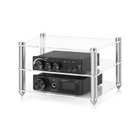 GJPXFR Mobile Stereo Hi Fi Rack In Acrilico, 2 Ripiani Componenti Stereo Audio AV Tower, Scaffale AV, Piccolo Organizzatore Ripiani Per Giradischi Lettori Dvd(Transparent)