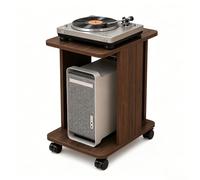 GJPXFR Rack Audio Mobile Supporto Per PC Tower, 2 Livelli Carrello Porta Stampante Con Rotelle, Mobile Giradischi In Legno, Componenti Stereo Per Ufficio, Casa(Walnut)