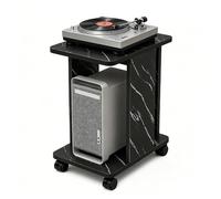 GJPXFR Rack Audio Mobile Supporto Per PC Tower, 2 Livelli Carrello Porta Stampante Con Rotelle, Mobile Giradischi In Legno, Componenti Stereo Per Ufficio, Casa(Black)
