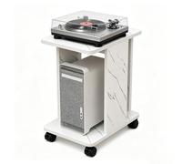 GJPXFR Rack Audio Mobile Supporto Per PC Tower, 2 Livelli Carrello Porta Stampante Con Rotelle, Mobile Giradischi In Legno, Componenti Stereo Per Ufficio, Casa(White)