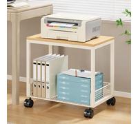 GJPXFR Scaffale Porta Stampante, Carrello Portaoggetti A 3 Livelli, Rack Mobile Per Componenti Audio Con Ruote, Ripiano AV Per Ufficio, Casa(White,2 Tier-42x30x42cm)