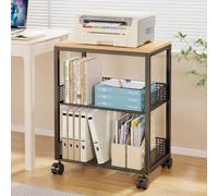 GJPXFR Scaffale Porta Stampante, Carrello Portaoggetti A 3 Livelli, Rack Mobile Per Componenti Audio Con Ruote, Ripiano AV Per Ufficio, Casa(Black,3 Tier-42x30x61cm)