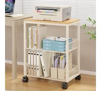 GJPXFR Scaffale Porta Stampante, Carrello Portaoggetti A 3 Livelli, Rack Mobile Per Componenti Audio Con Ruote, Ripiano AV Per Ufficio, Casa(White,3 Tier-42x30x61cm)