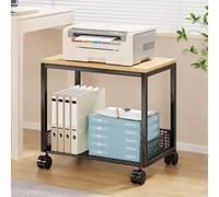 GJPXFR Scaffale Porta Stampante, Carrello Portaoggetti A 3 Livelli, Rack Mobile Per Componenti Audio Con Ruote, Ripiano AV Per Ufficio, Casa(Black,2 Tier-42x30x42cm)