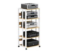 GJPXFR Supporto Multimediale AV, Rack Audio Mobile, Rack Stereo A 3, 4 E 5 Livelli Con Ruote, Supporto Per Giradischi Altezza Regolabile, Mobiletto Portaoggetti(White,5-Tier(B))