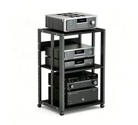 GJPXFR Supporto Multimediale AV, Rack Audio Mobile, Rack Stereo A 3, 4 E 5 Livelli Con Ruote, Supporto Per Giradischi Altezza Regolabile, Mobiletto Portaoggetti(Black,3-Tier(B))