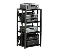 GJPXFR Supporto Multimediale AV, Rack Audio Mobile, Rack Stereo A 3, 4 E 5 Livelli Con Ruote, Supporto Per Giradischi Altezza Regolabile, Mobiletto Portaoggetti(Black,4-Tier(A))