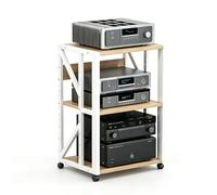 GJPXFR Supporto Multimediale AV, Rack Audio Mobile, Rack Stereo A 3, 4 E 5 Livelli Con Ruote, Supporto Per Giradischi Altezza Regolabile, Mobiletto Portaoggetti(White,3-Tier(A))