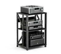 GJPXFR Supporto Multimediale AV, Rack Audio Mobile, Rack Stereo A 3, 4 E 5 Livelli Con Ruote, Supporto Per Giradischi Altezza Regolabile, Mobiletto Portaoggetti(Black,3-Tier(A))