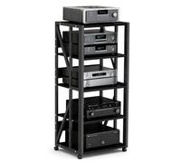 GJPXFR Supporto Multimediale AV, Rack Audio Mobile, Rack Stereo A 3, 4 E 5 Livelli Con Ruote, Supporto Per Giradischi Altezza Regolabile, Mobiletto Portaoggetti(Black,5-Tier(A))